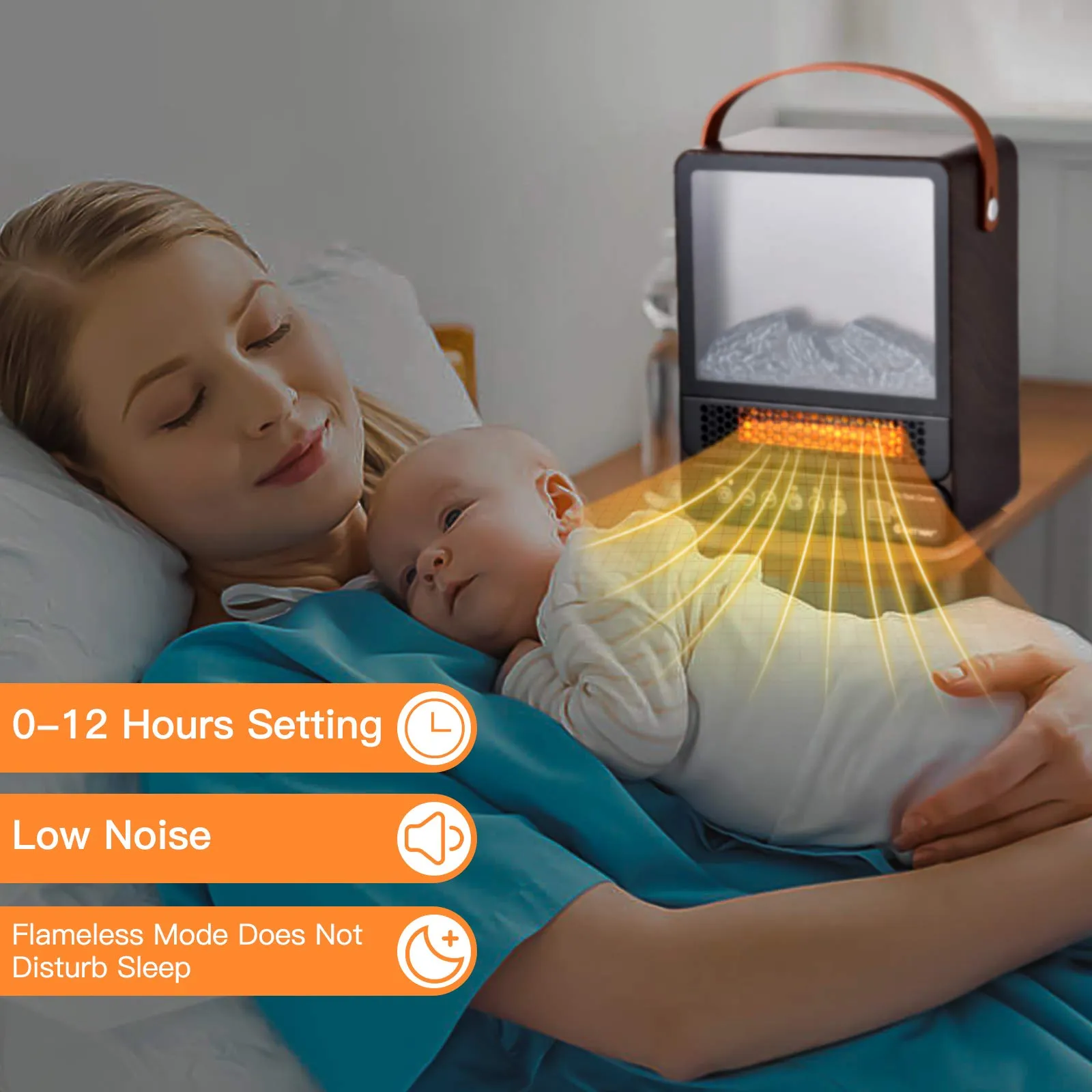 14.5" Mini Portable Electric Fireplace, 750W/1500W Tabletop Stove Heater with 3D Flame & Remote Control