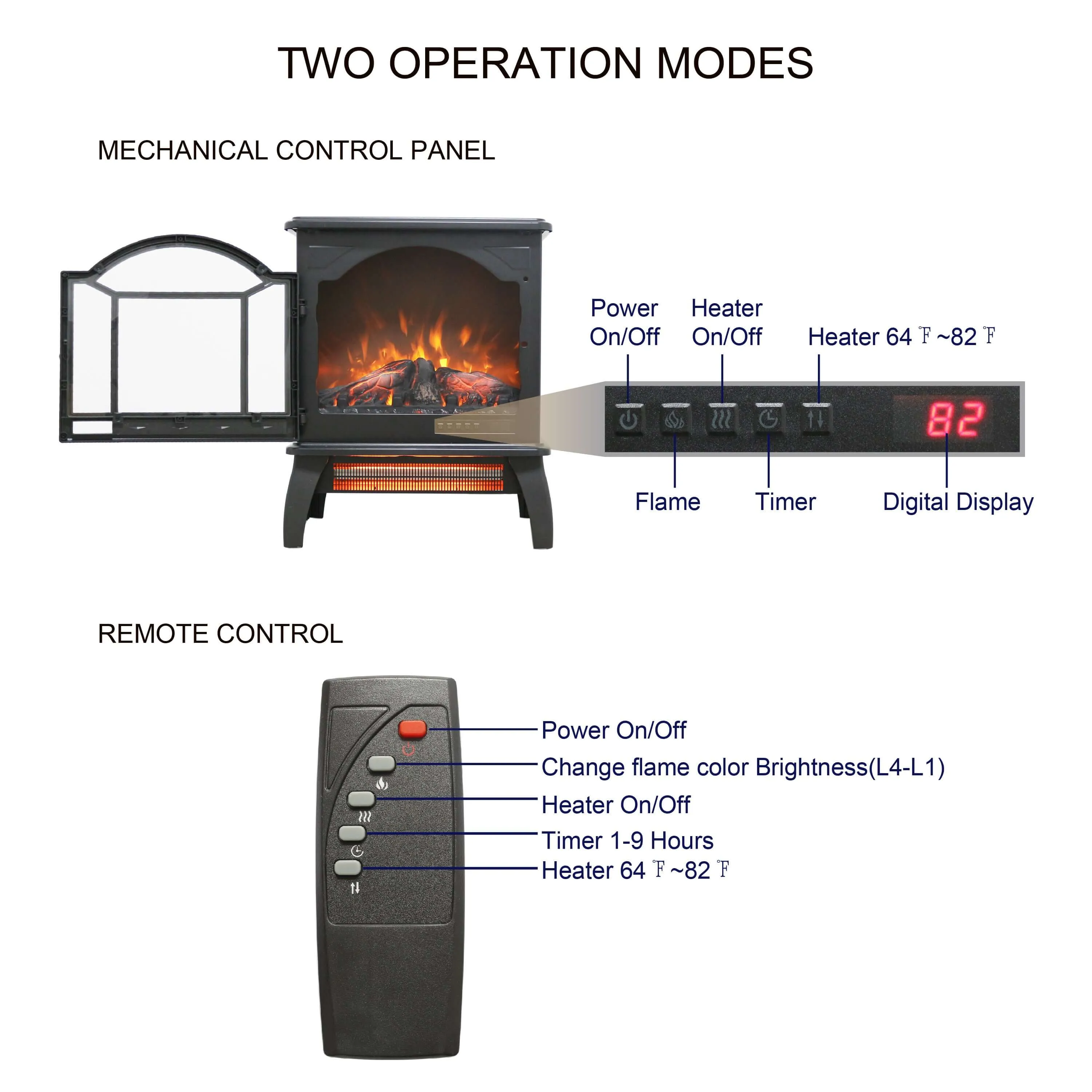 18 Infrared Electric Stove - Remote & Portable | Antique Black
