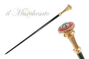 Amazing Walking stick with Red-White-Black crystals