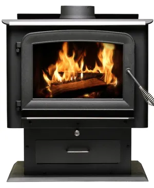 ASHLEY AW2520E-P Pedestal Stove, 27 in W, 25 in D, 30.78 in H, 112,800 Btu Heating, Steel, Metallic Black :EA: QUANTITY: 1