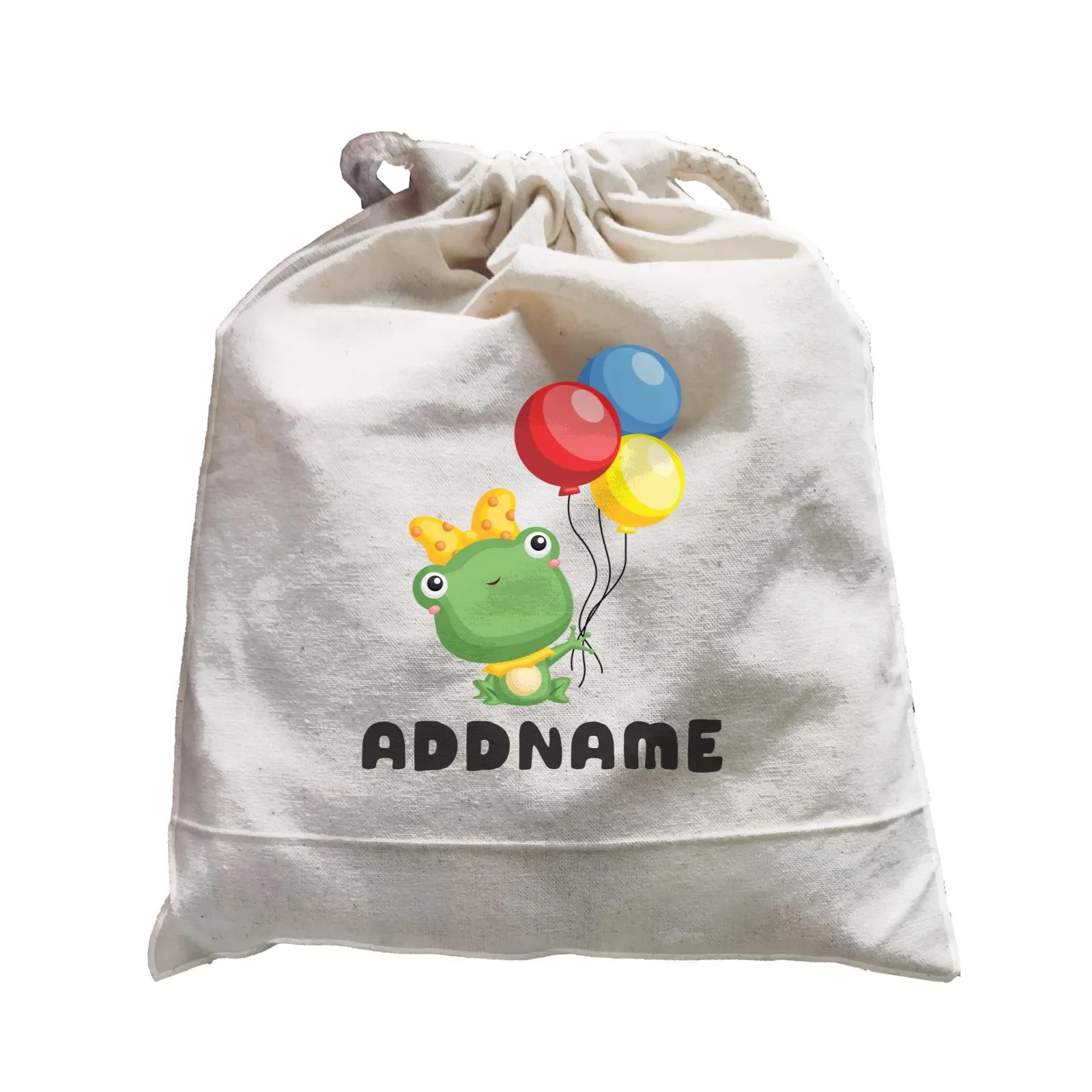 Birthday Frog Frog Girl Holding Balloons Addname Satchel