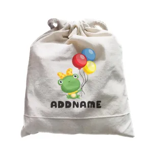 Birthday Frog Frog Girl Holding Balloons Addname Satchel