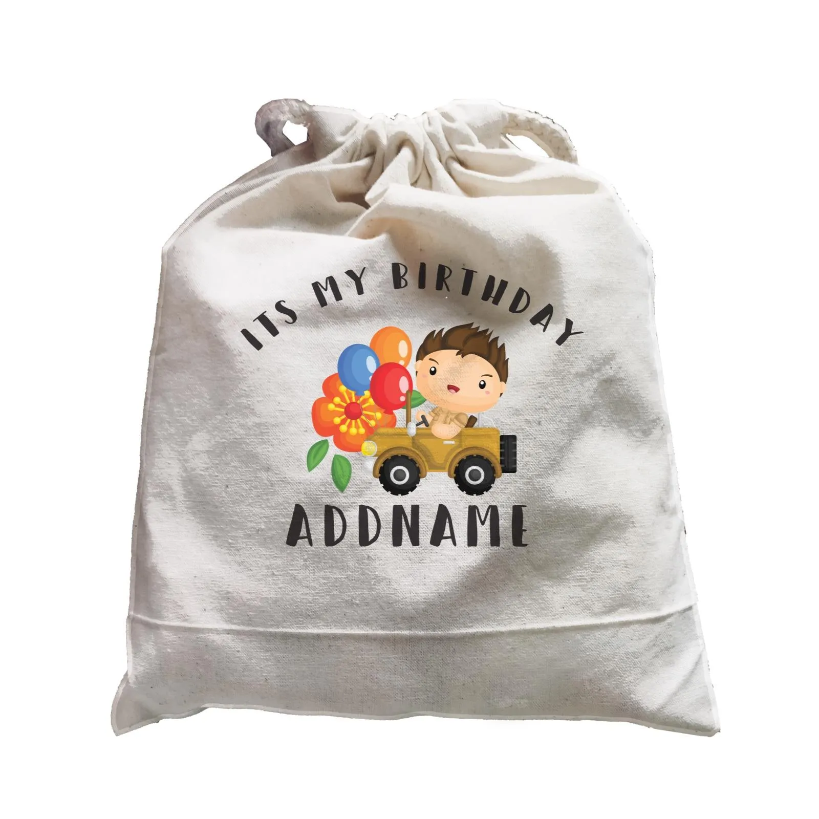 Birthday Safari Explorer Boy Driving Jeep Car It's My Birthday Addname Satchel