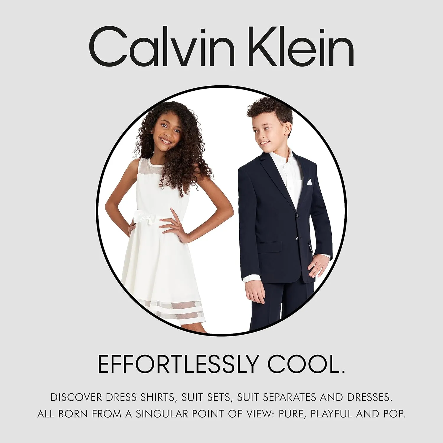 Calvin Klein Boys' Long Sleeve Sateen Dress Shirt, Button-Down Style with Cuffs & Shirttail Hem