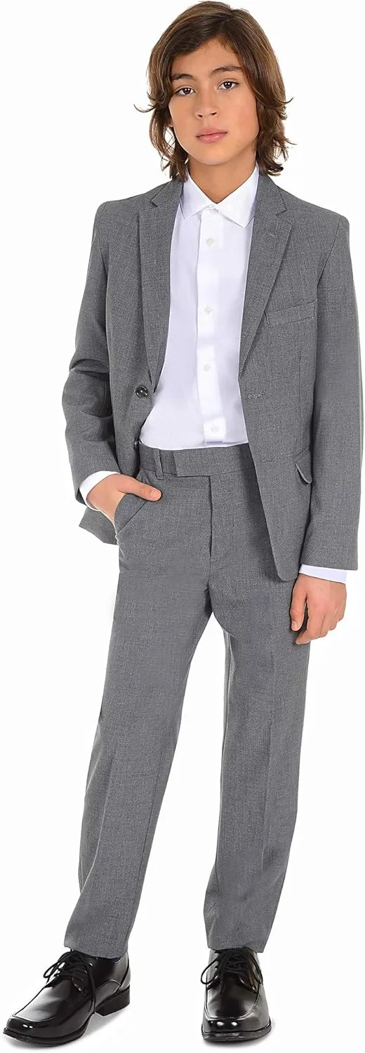 Calvin Klein Boys' Long Sleeve Sateen Dress Shirt, Button-Down Style with Cuffs & Shirttail Hem