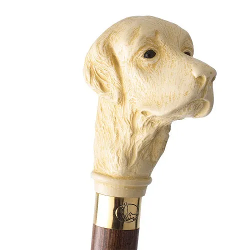 Classic Canes  Golden Retriever head Imitation Ivory Cane
