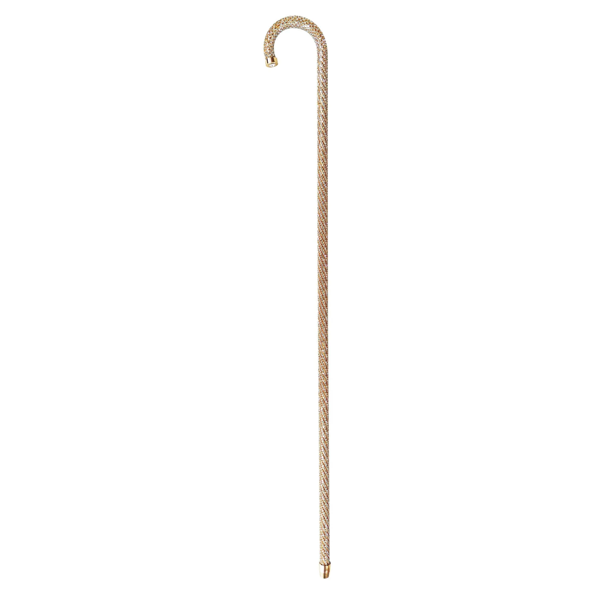 Crook Walking Cane Encrusted with Aquamarine crystals