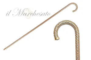 Crook Walking Cane Encrusted with Aquamarine crystals