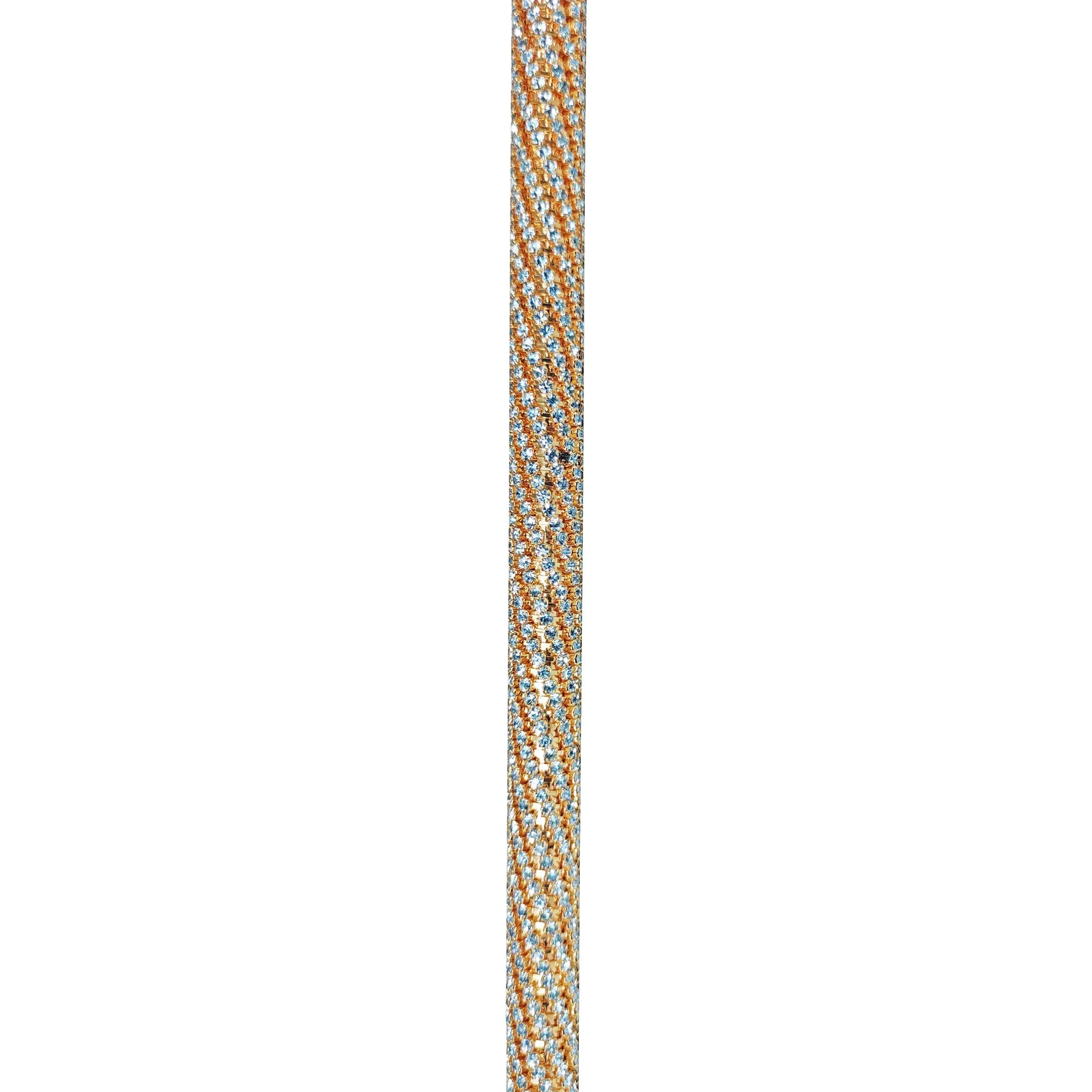 Crook Walking Cane Encrusted with Aquamarine crystals