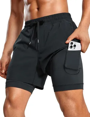 CRZ YOGA 2 in 1 Mens Athletic Shorts 5'' with Liner Quick Dry Lightweight for Running Sports Gym with Pockets