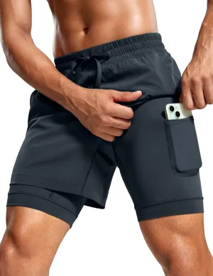 CRZ YOGA 2 in 1 Mens Athletic Shorts 5'' with Liner Quick Dry Lightweight for Running Sports Gym with Pockets