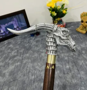 Dragon Head Walking Cane Victorian Style Nautical Toscano Dragon Handle Wooden Walking Stick