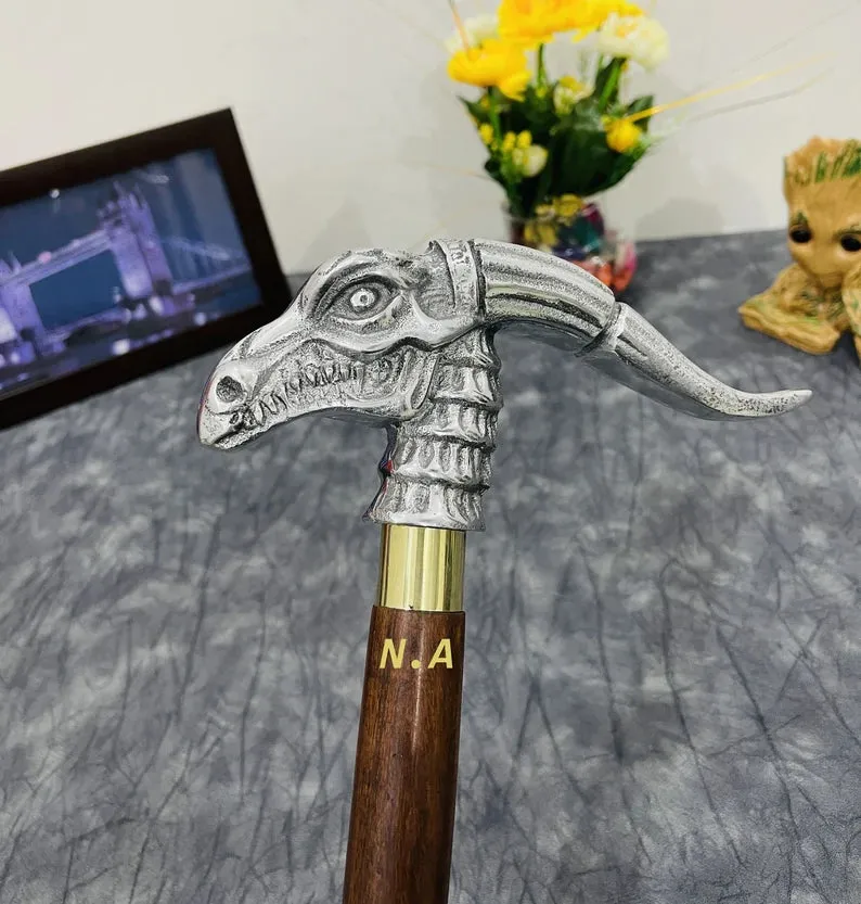 Dragon Head Walking Cane Victorian Style Nautical Toscano Dragon Handle Wooden Walking Stick