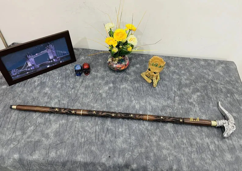 Dragon Head Walking Cane Victorian Style Nautical Toscano Dragon Handle Wooden Walking Stick