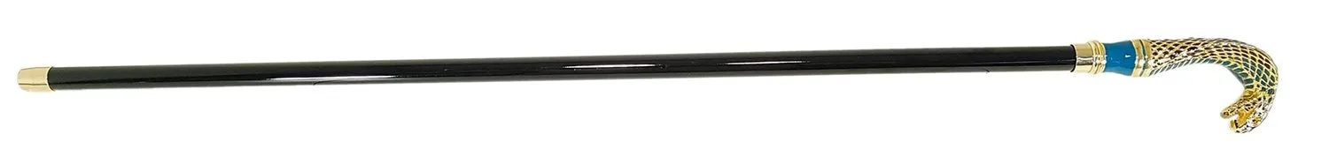 Fantastic Gold Plated Cobra - Hand Enamelled - Walking Cane