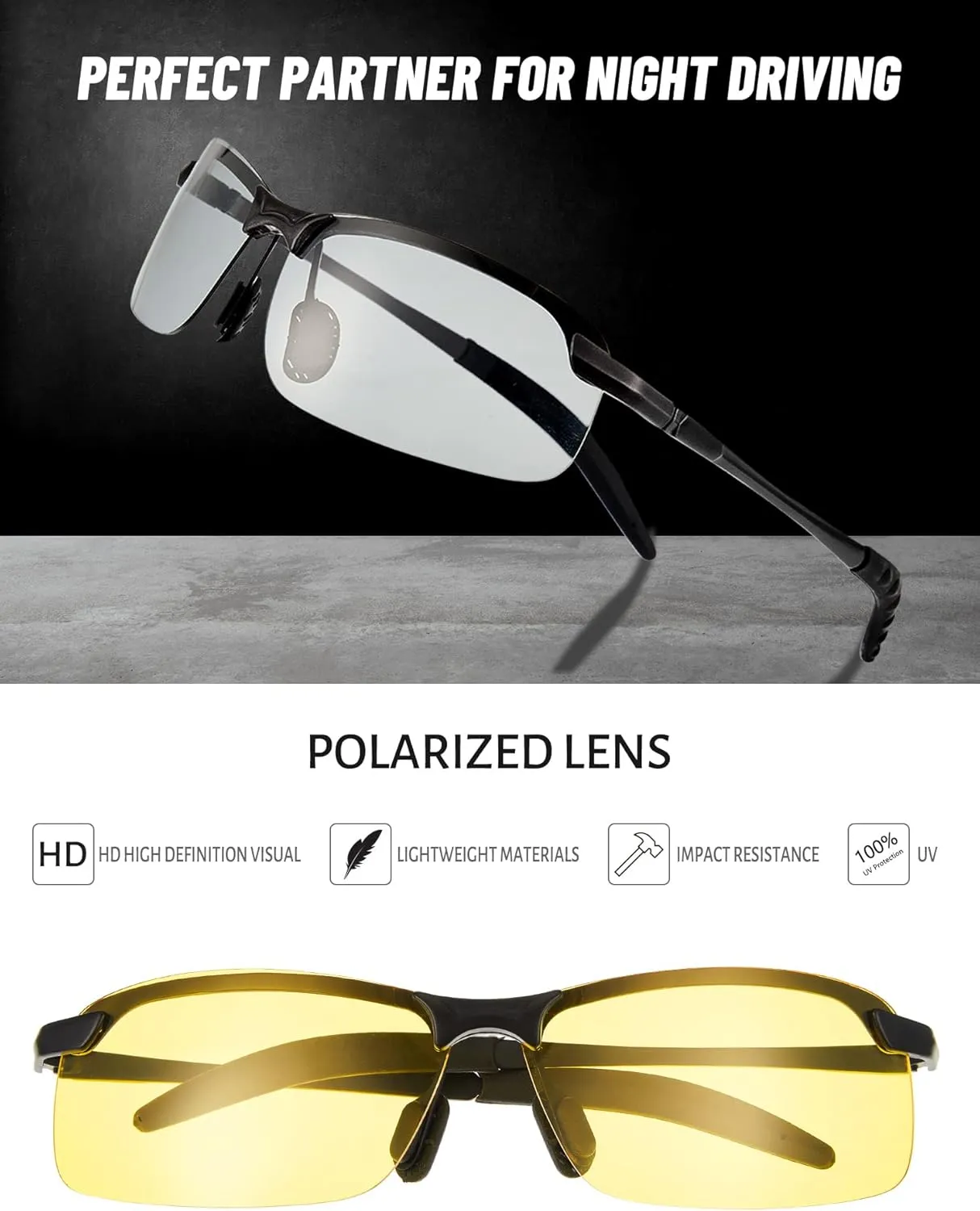 Flutesan 4 Pieces Night Driving Glasses Polarized Walking Glasses Anti Glare Driving Sunglasses for Men UV Protection