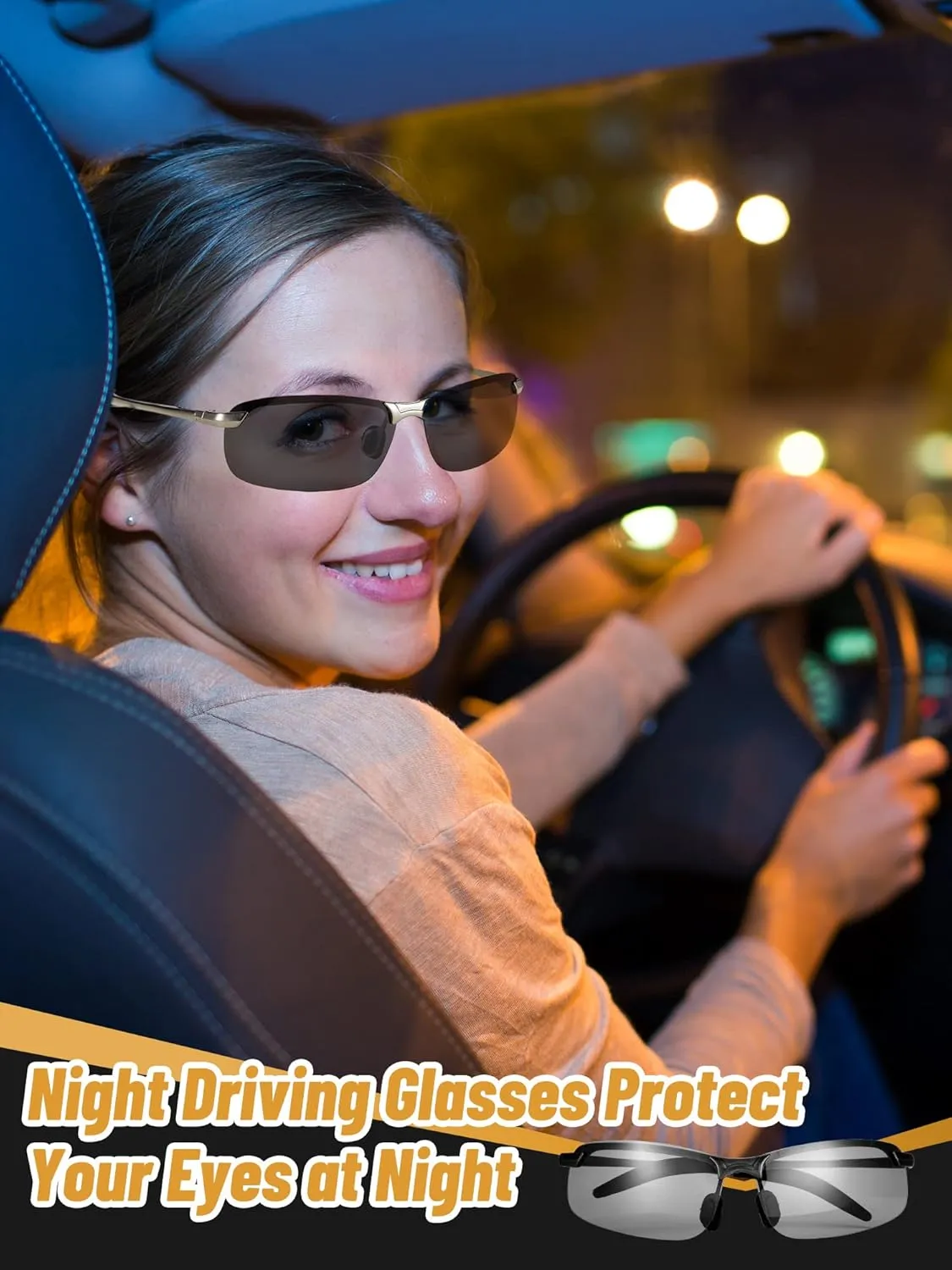 Flutesan 4 Pieces Night Driving Glasses Polarized Walking Glasses Anti Glare Driving Sunglasses for Men UV Protection