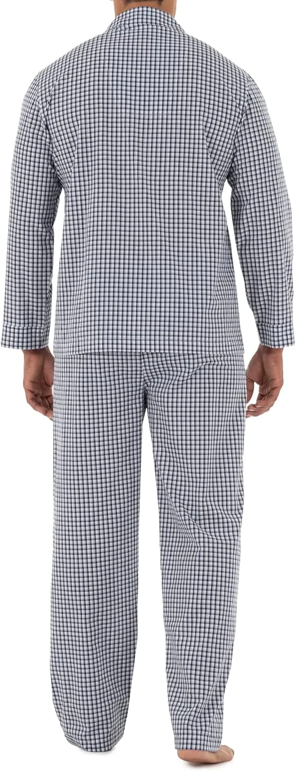 Fruit of the Loom mens Long Sleeve Broadcloth Pajama Set