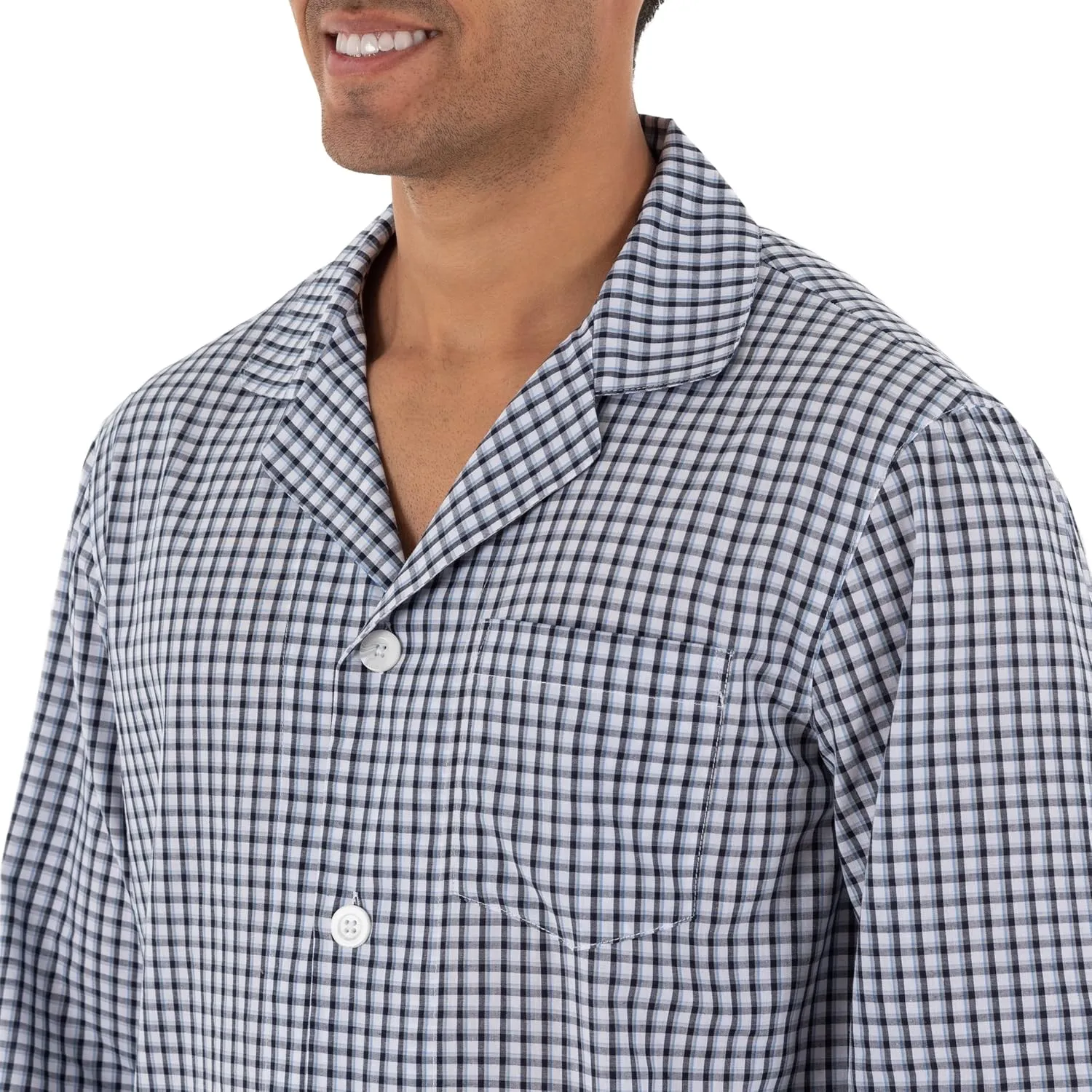 Fruit of the Loom mens Long Sleeve Broadcloth Pajama Set