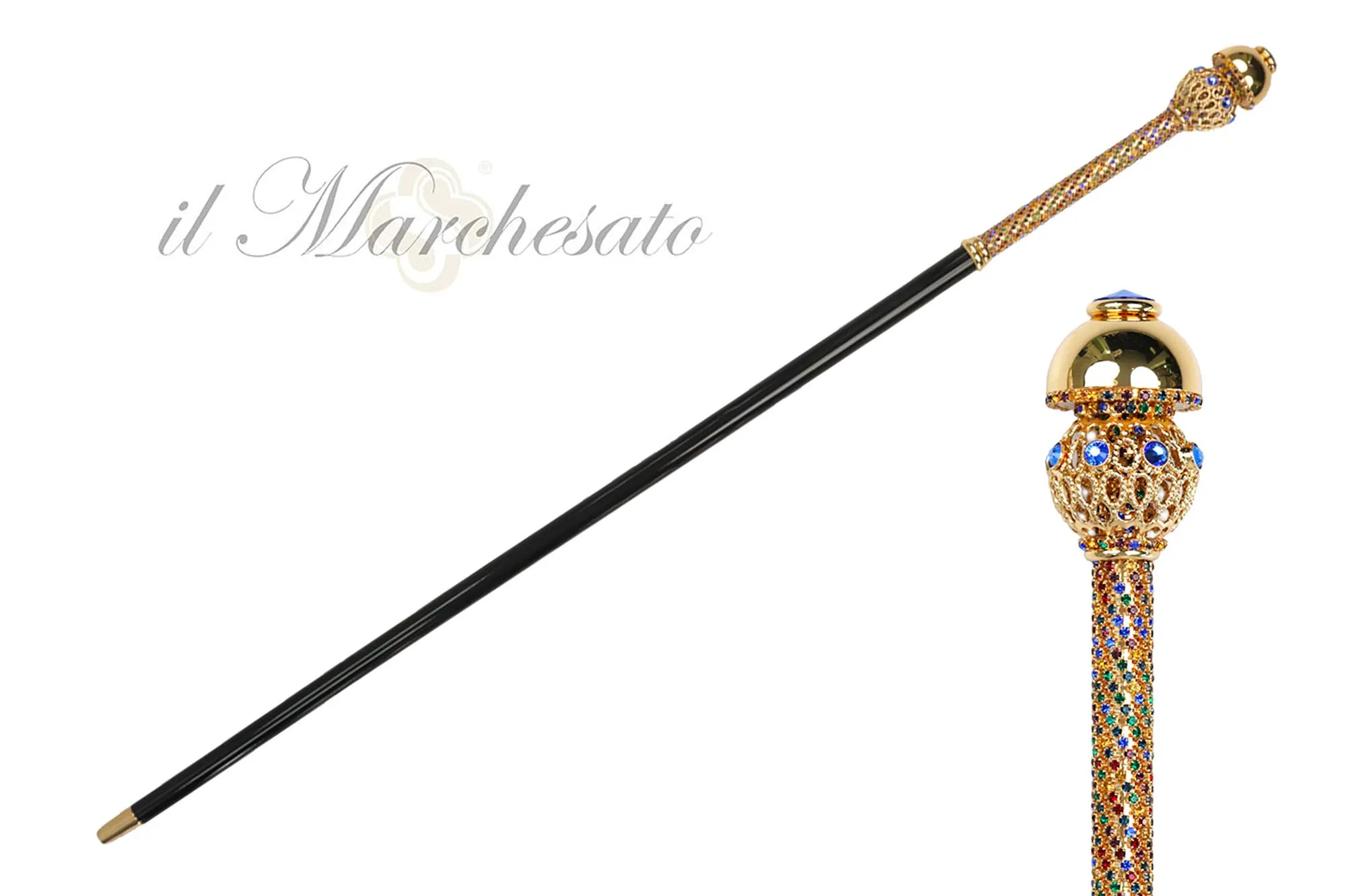 Golden Majesty: 24K Gold-Plated Walking Canes with Crystal Elegance