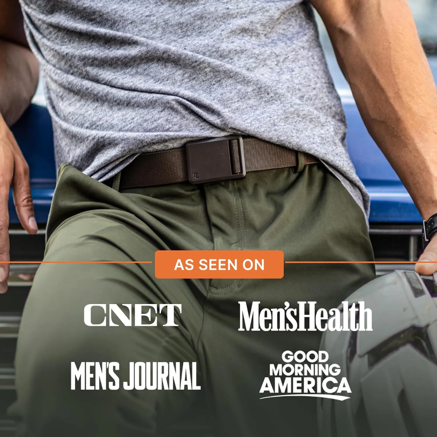 Groove Life Groove Belt Ultra - Men's Stretch Nylon Belt with Magnetic Polymer Buckle, Lightweight, Machine Washable