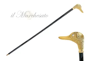 Handmade duck Walking stick - 24K gold-plated