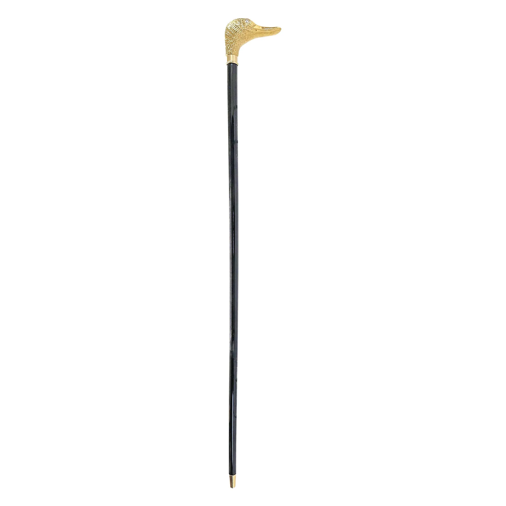 Handmade duck Walking stick - 24K gold-plated