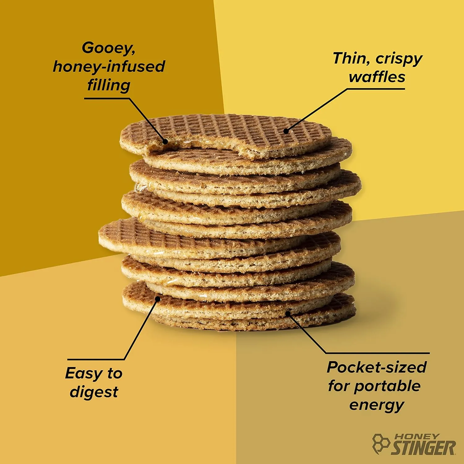 Honey Stinger Organic Honey Waffle Energy Stroopwafel for Exercise, Endurance and Performance Sports Nutrition for Home & Gym, Pre and Post Workout Box of 16 Waffles, 16.96 Ounce (Pack of 16)