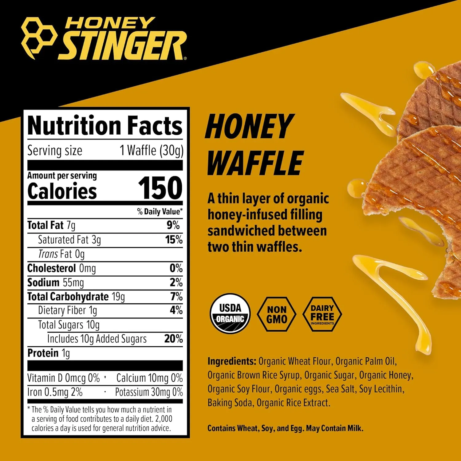 Honey Stinger Organic Honey Waffle Energy Stroopwafel for Exercise, Endurance and Performance Sports Nutrition for Home & Gym, Pre and Post Workout Box of 16 Waffles, 16.96 Ounce (Pack of 16)