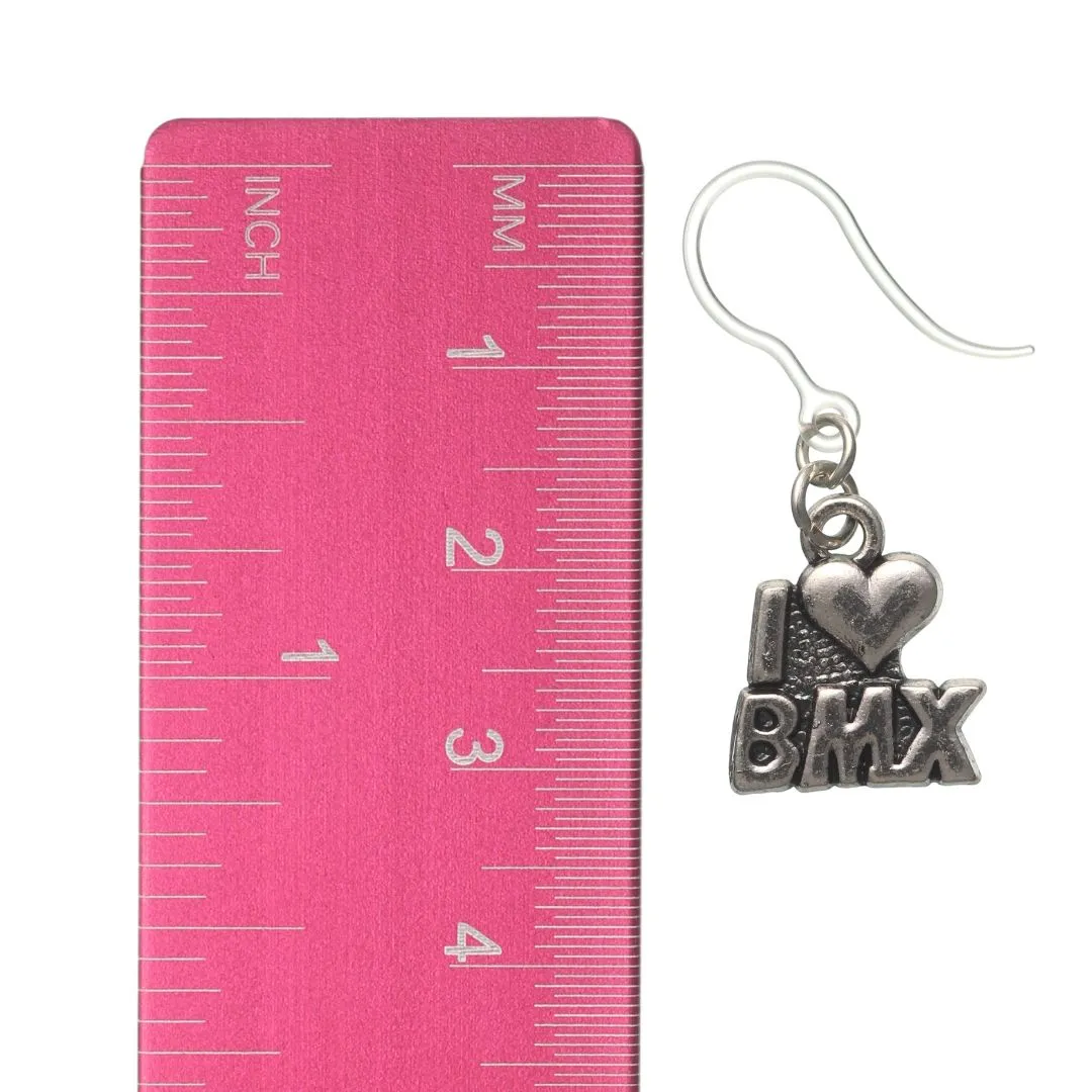 I Love BMX Dangles Hypoallergenic Earrings for Sensitive Ears Made with Plastic Posts