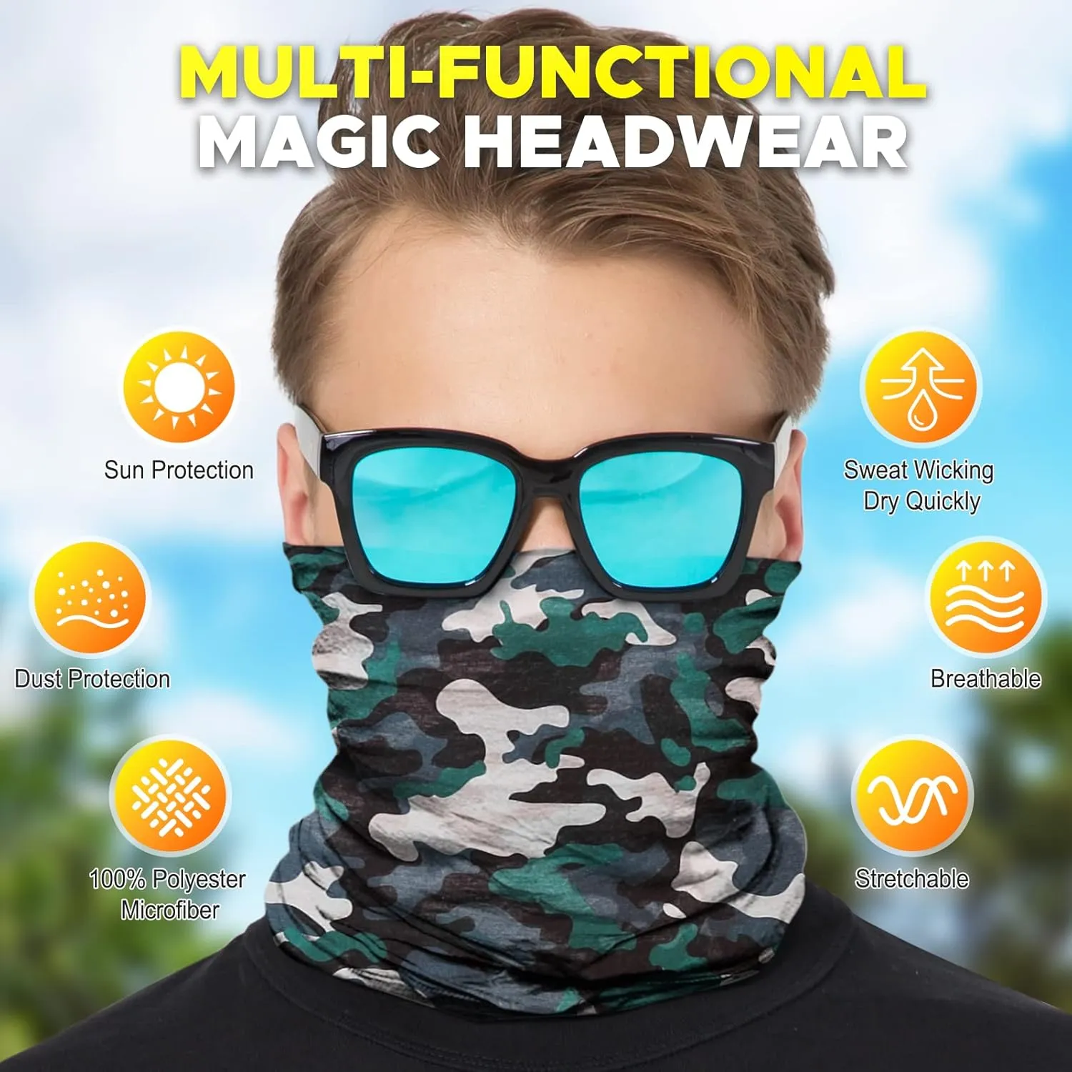 JOEYOUNG Headwear, Bandana, Neck Gaiter Head Wrap Headband Balaclava Magic Scarf