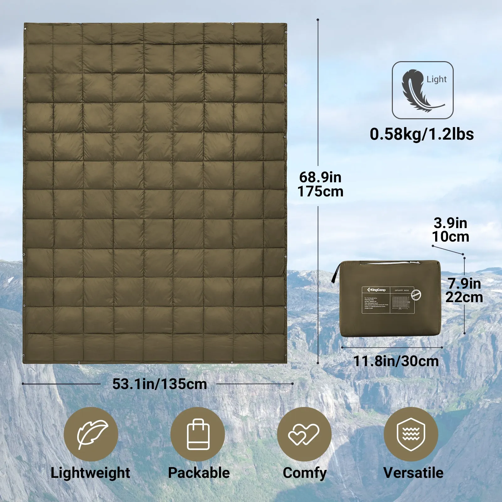 KingCamp 620 FP Lightweight Packable Camping Blanket
