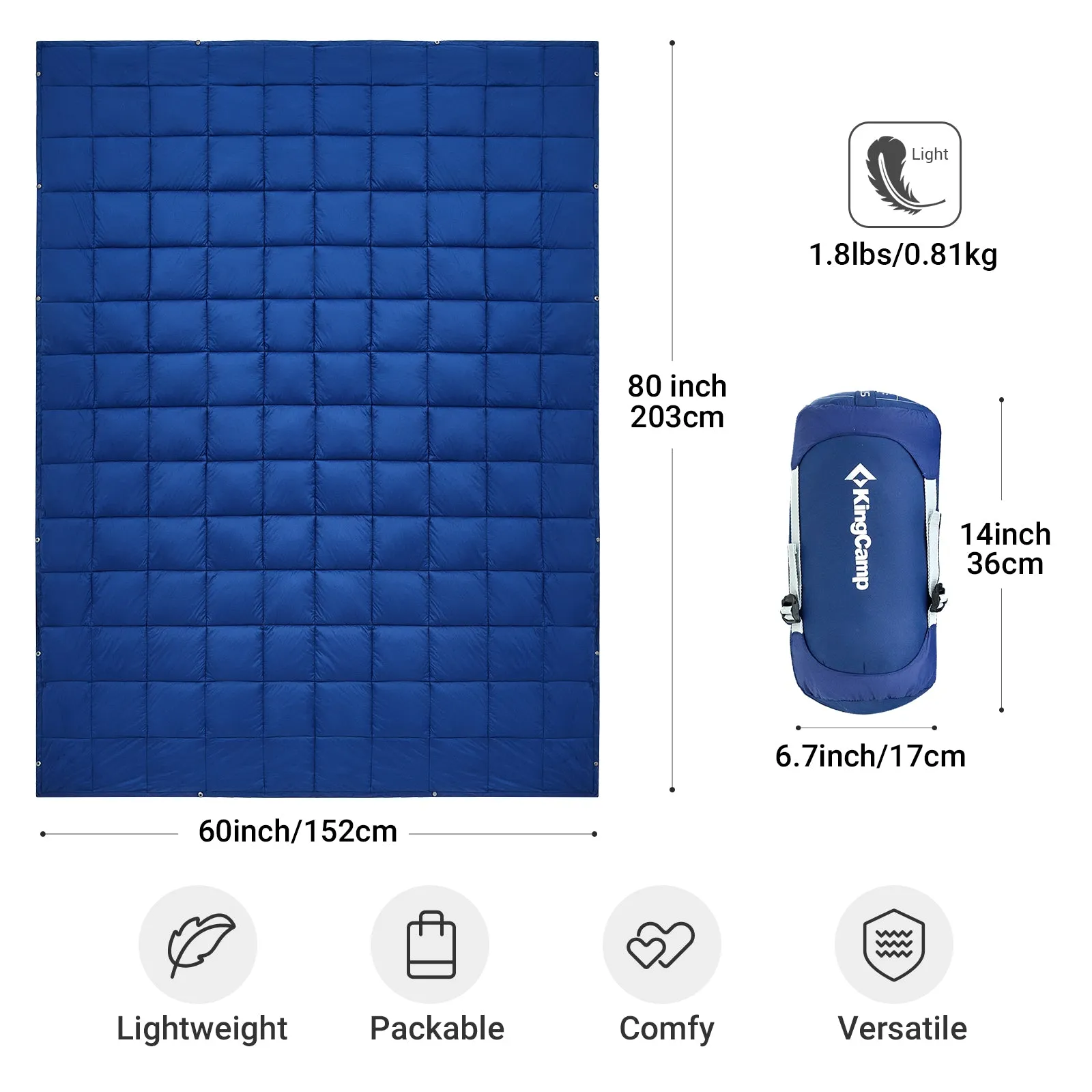 KingCamp 620 FP Lightweight Packable Camping Blanket