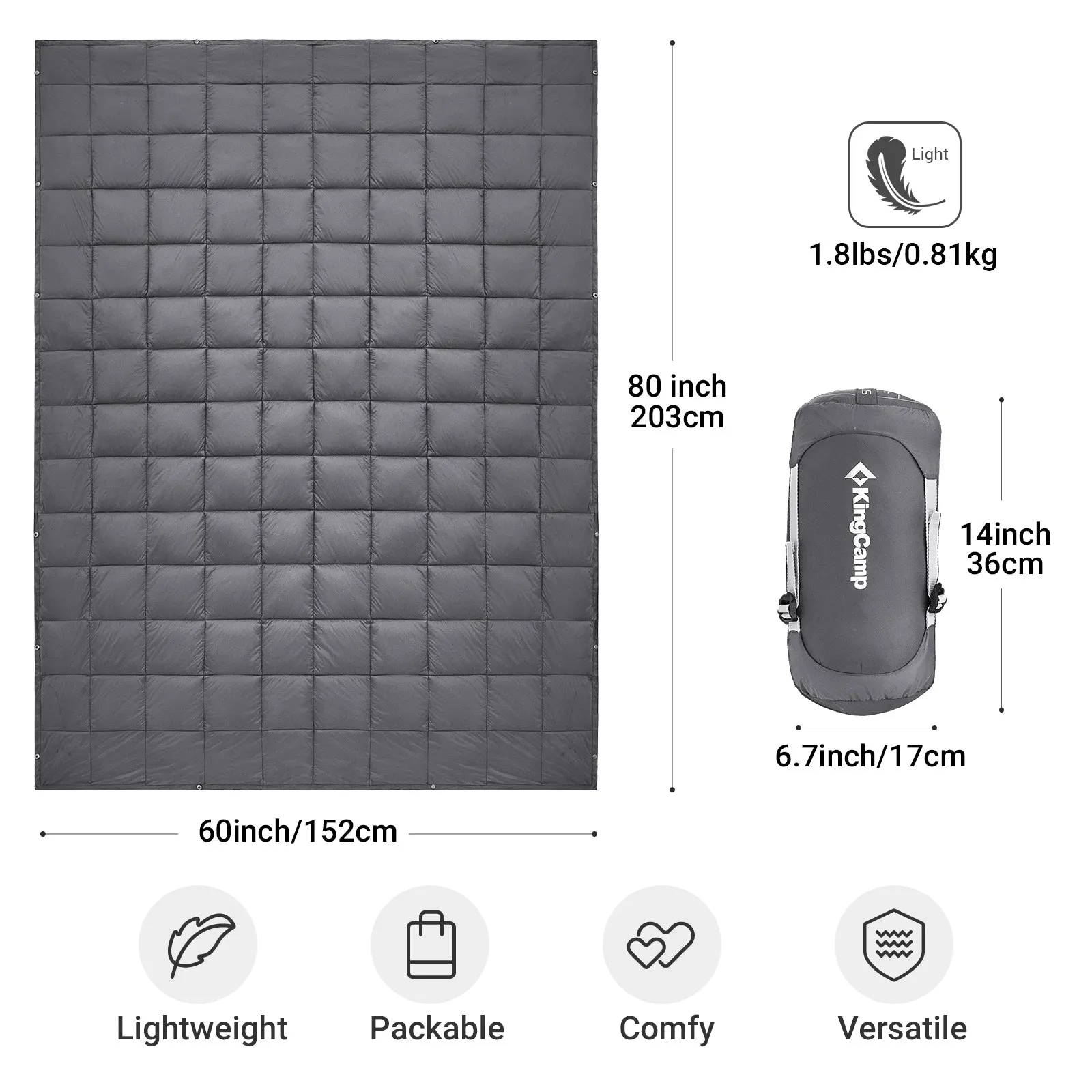 KingCamp 620 FP Lightweight Packable Camping Blanket