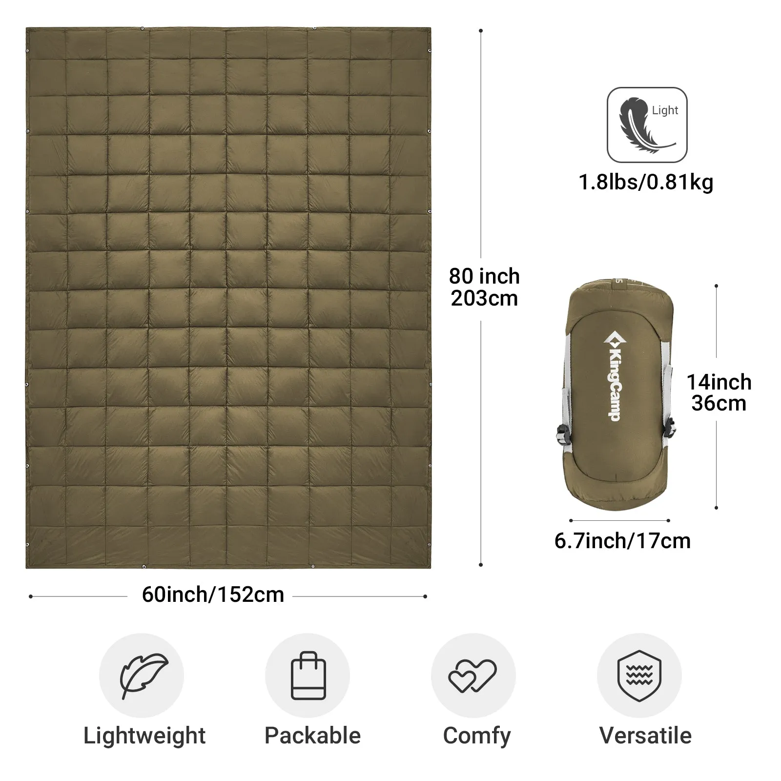 KingCamp 620 FP Lightweight Packable Camping Blanket