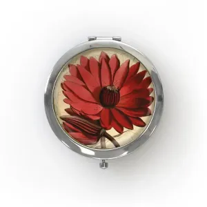 Lucy Lu Compact Mirror: Red Flower Garden