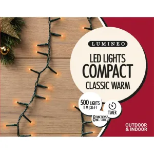Lumineo 500 Classic Warm LED Compact Christmas Lights (11m)