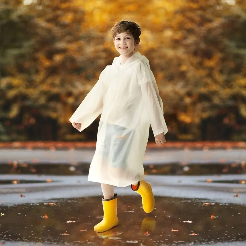 Opret 2 Pack Raincoats for Kids, Reusable Rain Ponchos with Hood and Sleeves Waterproof Rain Coats for Boys and Girls