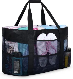 oscaurt Mesh Beach Bag Extra Large Waterproof Sandproof Beach Tote Pool Swim Bag Travel Vacation Essentials