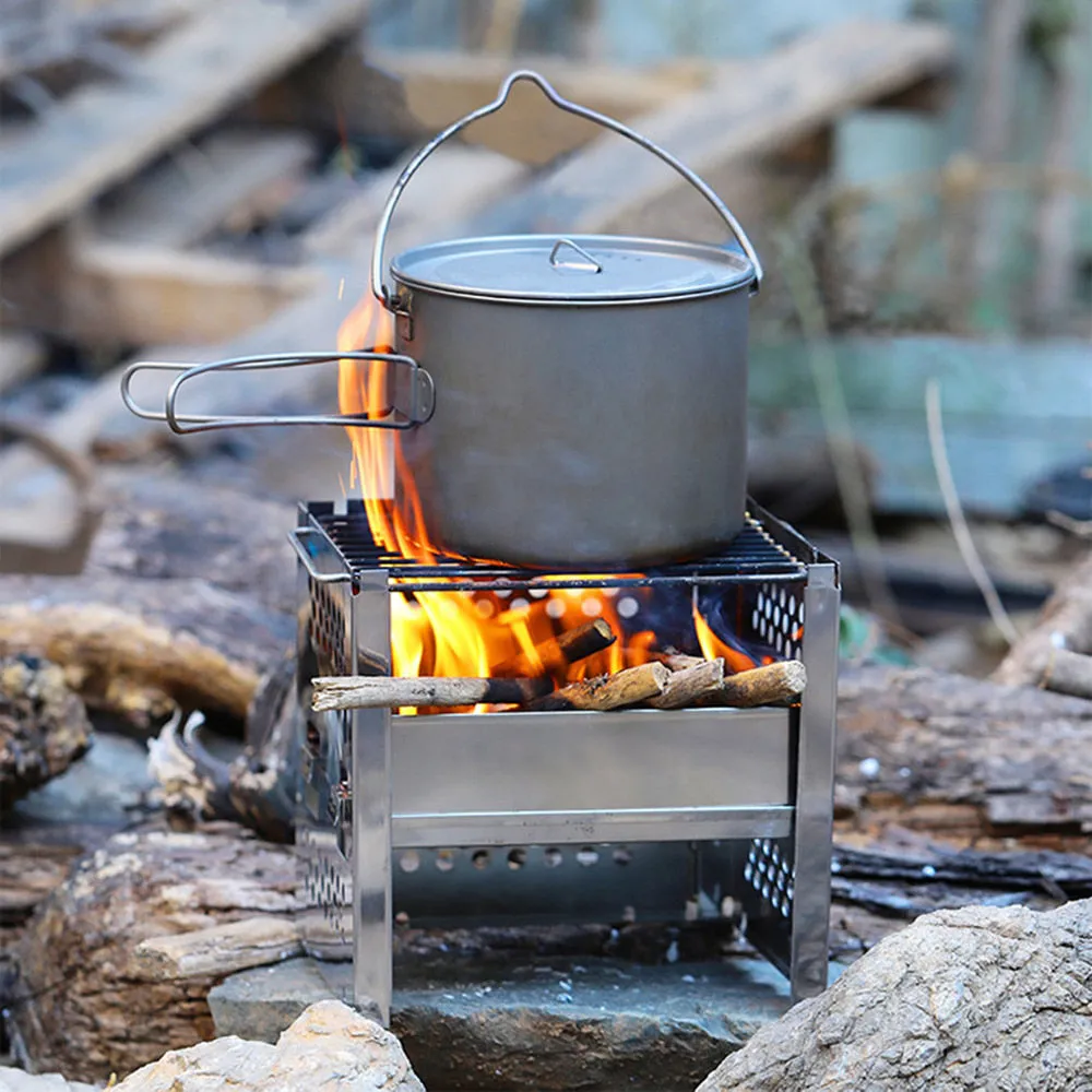 Outdoor Camping Wood Stove Barbecue Grill Portable Wood Burning Stove