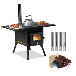 premium 77.5*41*49cm black iron panel with chimney camping stove BBQ