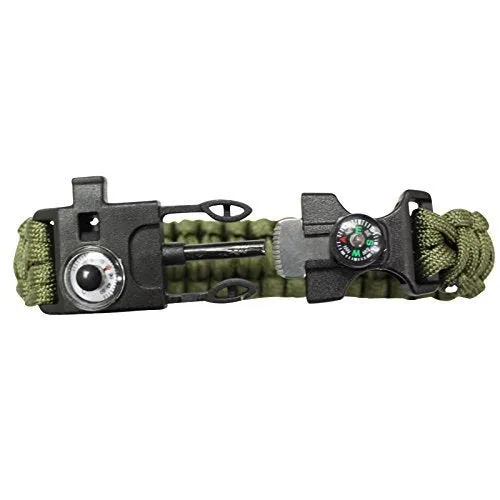 SAS Survival Paracord Bracelet with Whistle/Compass/Thermostat/Fire Starter