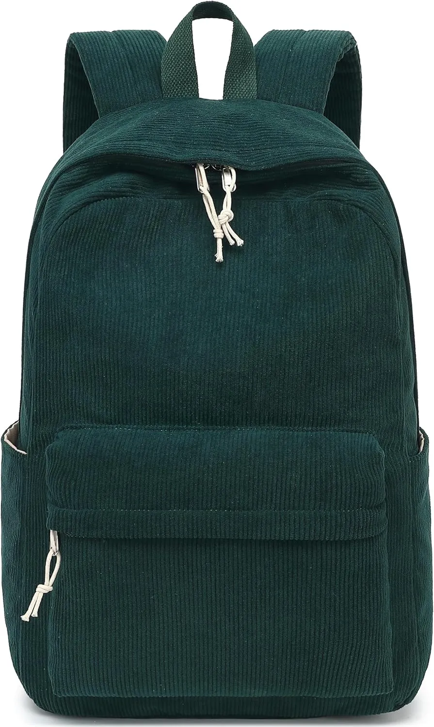 School Backpack for Teen Girls Bookbags Elementary High School Corduroy Laptop Bags Women Travel Daypacks