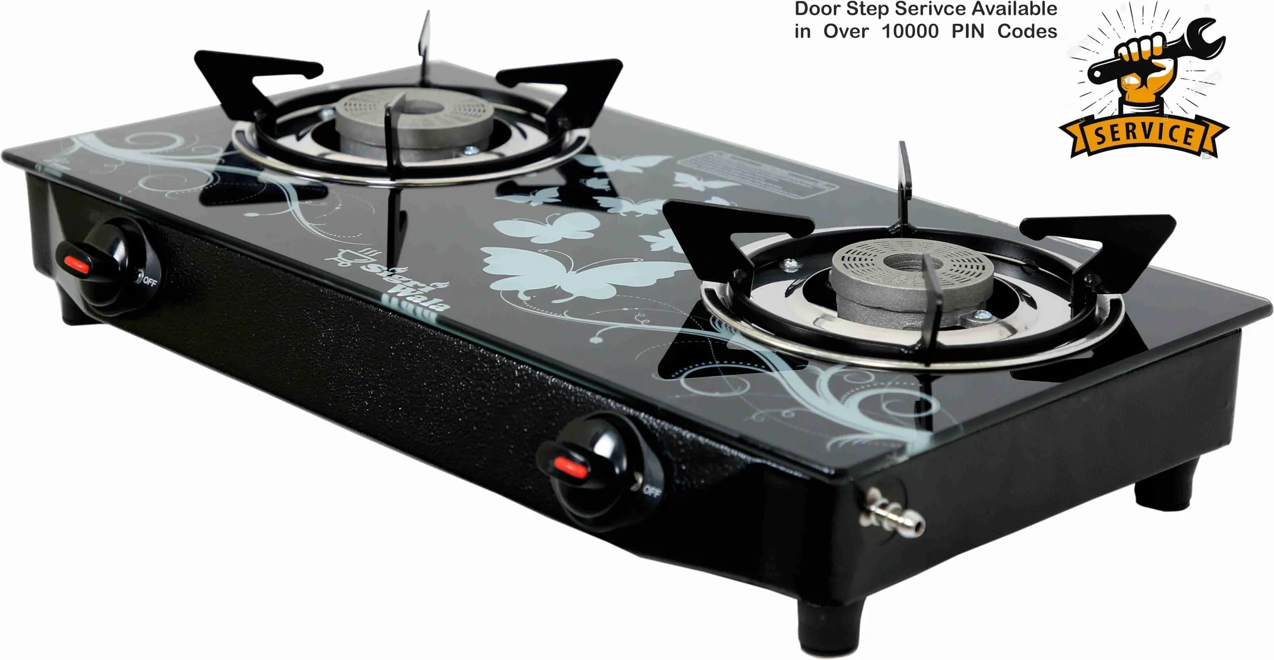 Sigri-wala 2 Burner Tornado Delux Design Glass Manual Gas Stove (2 Burners)
