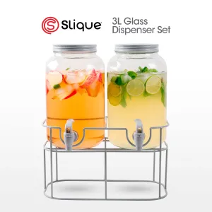 SLIQUE Glass Dispenser 3L Soda lime Metal Dual Rack