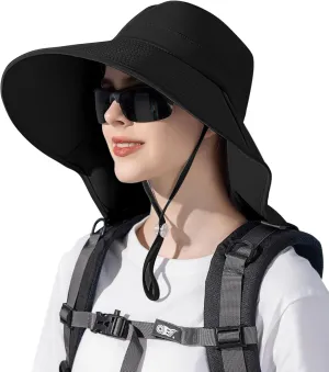 Sun Hats for Women UPF 50  Uv Protection with Ponytail Hole??Beach Wide Brim Hats Fishing Hats??Gardening Hat for Neck Flap
