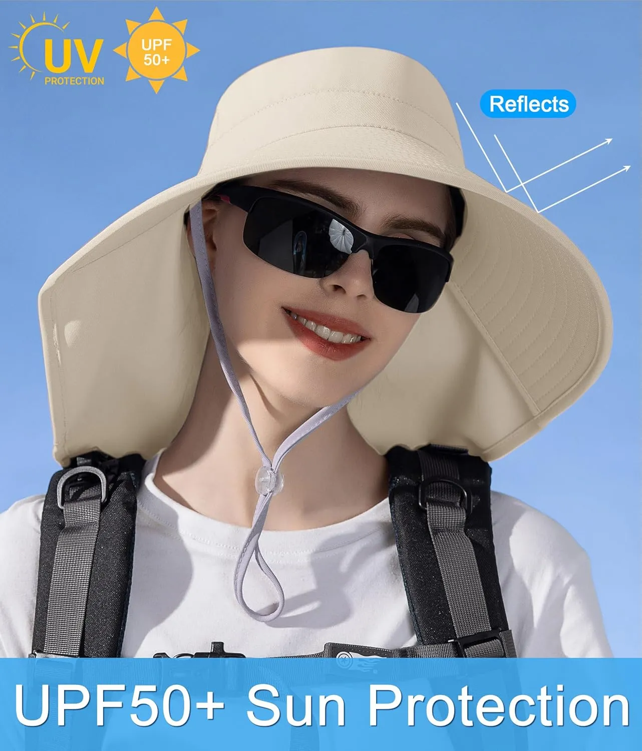 Sun Hats for Women UPF 50  Uv Protection with Ponytail Hole??Beach Wide Brim Hats Fishing Hats??Gardening Hat for Neck Flap