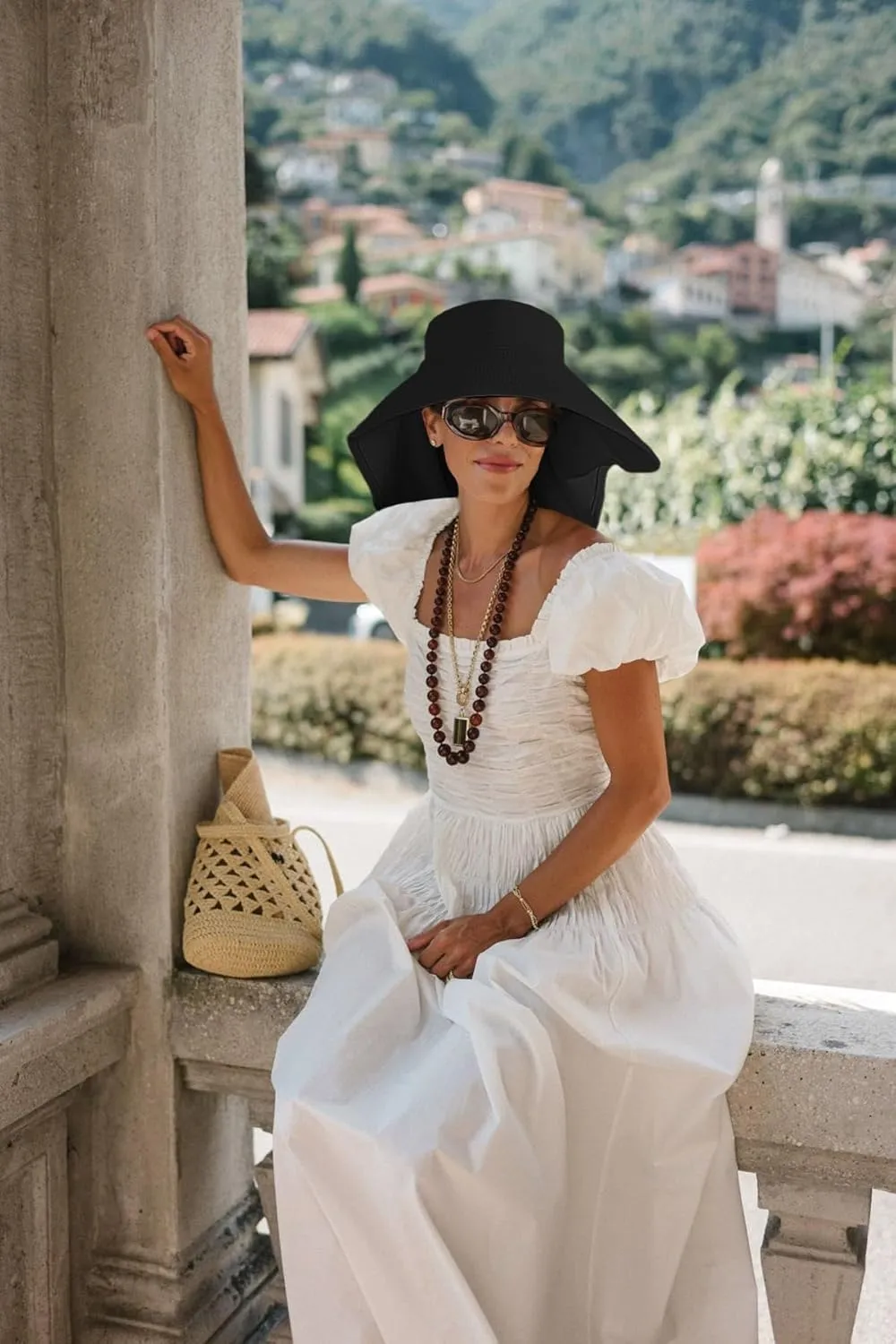 Sun Hats for Women UPF 50  Uv Protection with Ponytail Hole??Beach Wide Brim Hats Fishing Hats??Gardening Hat for Neck Flap