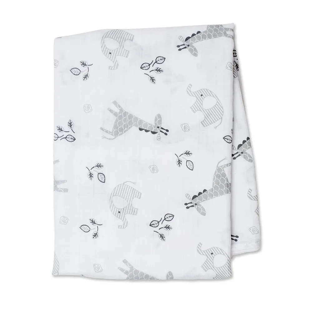 Swaddle Blanket Multipurpose Muslin - Giraffe and Elephant