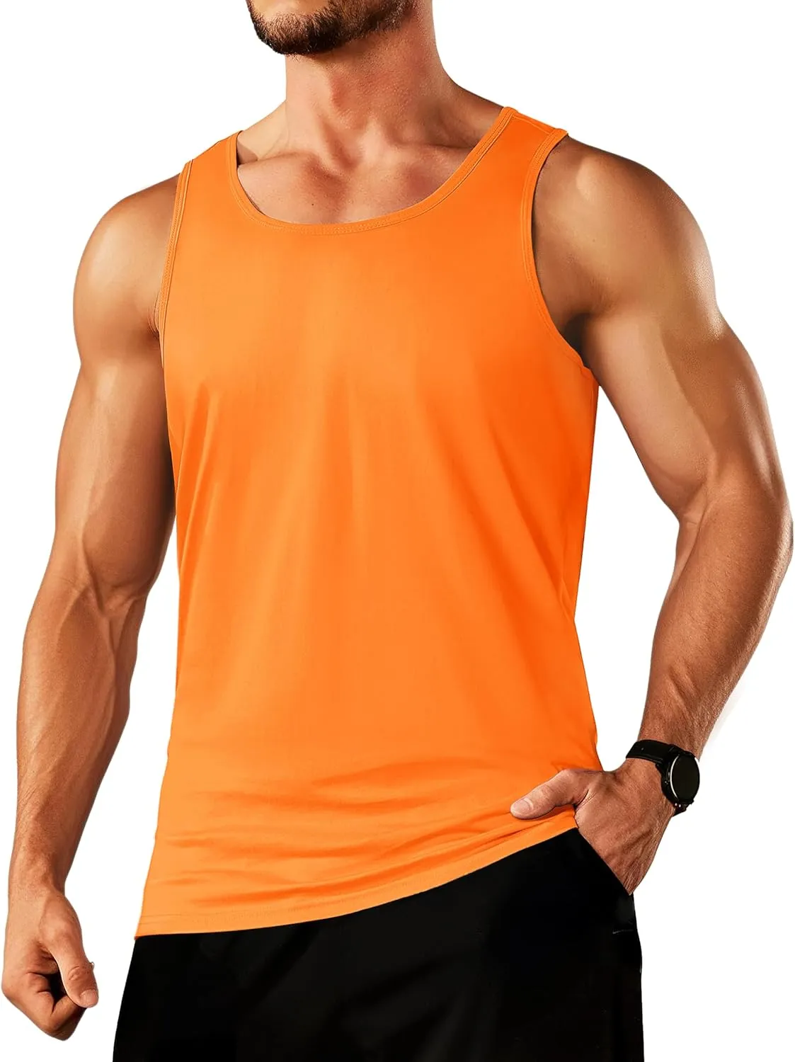 TACVASEN Men's Tank Top Cotton Moisture Wicking Muscle Shirt Summer Sleeveless Shirts Gym Workout Tank